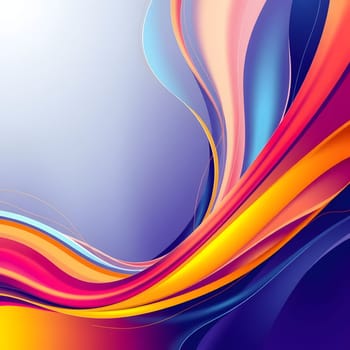 Vivid ribbons of color flow seamlessly across the canvas, blending shades of pink, orange, blue, and purple. The design exhibits a sense of movement and energy, captivating the viewer.