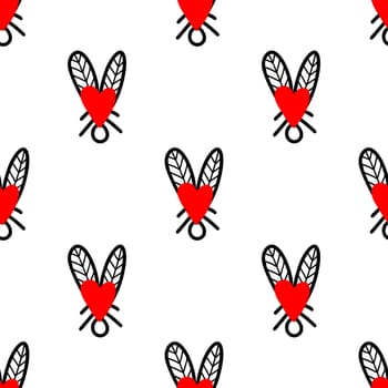 seamless pattern with flies doodle style illustration