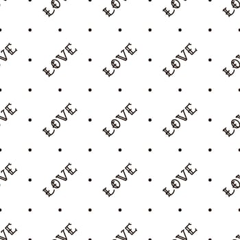 The inscription love seamless pattern. Lettering Love. Design for Valentines Day, textiles, wrappers, paper illustration