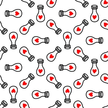 Seamless pattern with love potion bottle illustration. Design for Valentines Day
