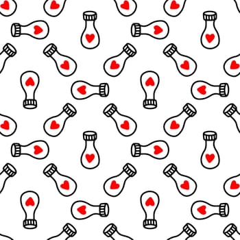 Seamless pattern with love potion bottle illustration. Design for Valentines Day