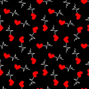 Seamless background with heartbeat symbol illustration