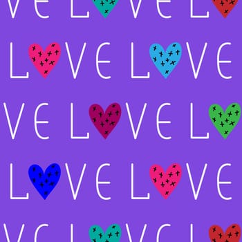 Seamless background with Love and Hearts. Valentine pattern illustration
