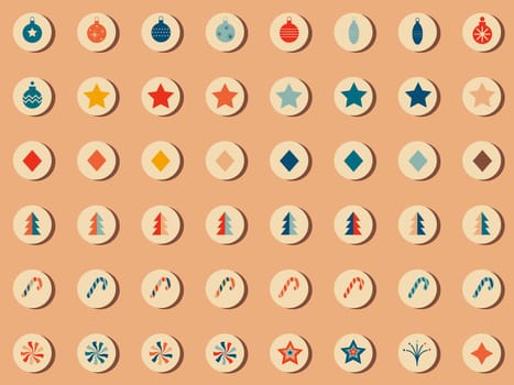 Retro vintage Christmas icons and illustrations, design for highlights of instagram, blogs, stickers, postcards