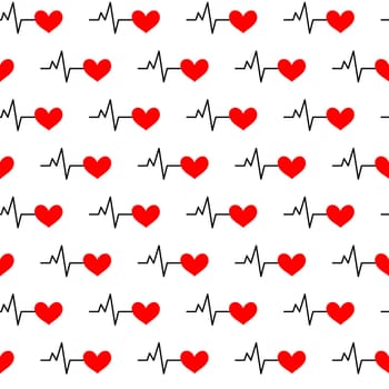Seamless background with heartbeat symbol illustration