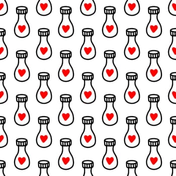 Seamless pattern with love potion bottle illustration. Design for Valentines Day