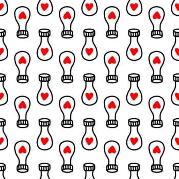 Seamless pattern with love potion bottle illustration. Design for Valentines Day