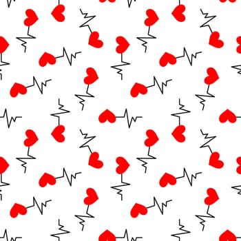 Seamless background with heartbeat symbol illustration