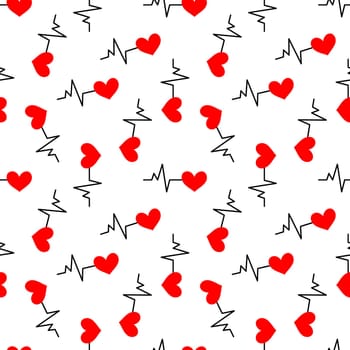 Seamless background with heartbeat symbol illustration