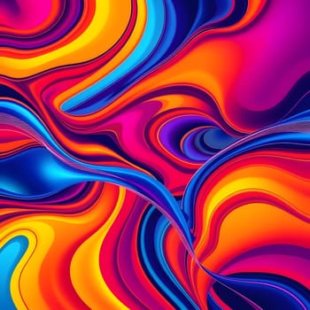 Bold colors intertwine in a mesmerizing abstract design, flowing organically to create a lively, energetic composition filled with movement and depth.