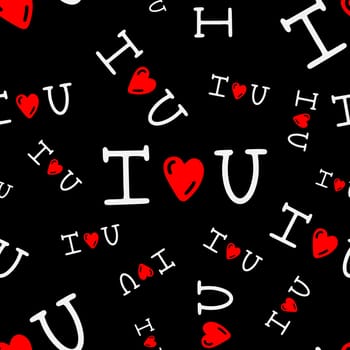 seamless pattern with inscription I love you on a black background illustration . Design for Valentines Day, Greeting Cards