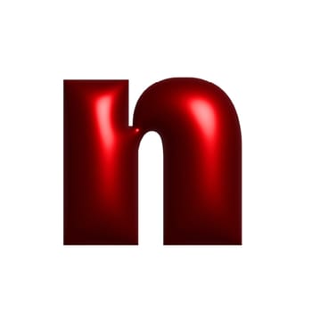 Red shiny metal shiny reflective letter N 3D illustration