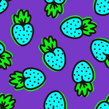 Bright seamless pattern with berries in doodle style. High quality illustration
