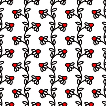 Linear pattern with roses in doodle style. High quality illustration