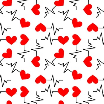 Seamless background with heartbeat symbol illustration