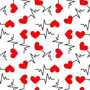 Seamless background with heartbeat symbol illustration