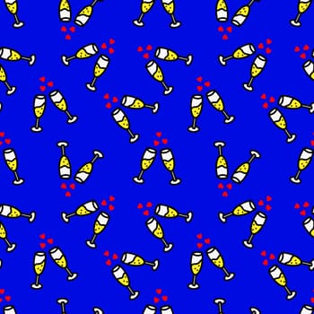 Seamless pattern with glasses illustration. Design for Valentines Day, New Year, Birthday, Holidays