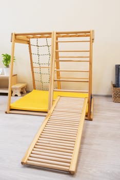 Montessori wood stairs for the learning of children at children school