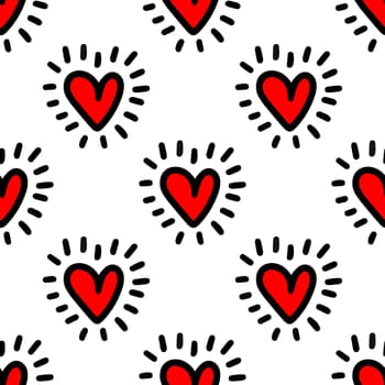 Seamless pattern of hearts on a white background illustration