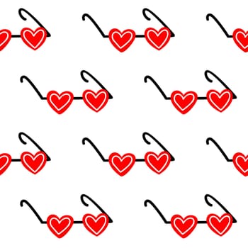 Seamless background with heart-shaped glasses. Pattern for Valentines Day illustration
