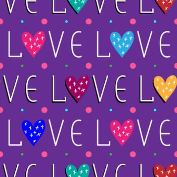 Seamless background with Love and Hearts. Valentine pattern illustration