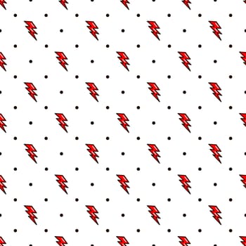 Lightning seamless pattern. Red Lightning in the old school style illustration