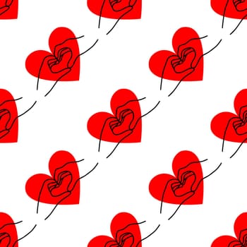Seamless background with a heart in the shape of hands.Valentines Day Design illustration