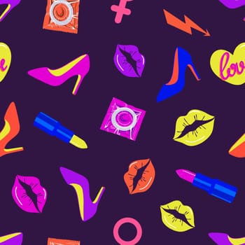 .Adult toys seamless pattern flat illustration. Valentines day design, printing