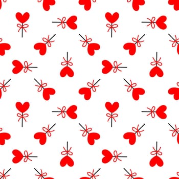 Seamless background with lollipops on a stick in the shape of a heart. pattern on valentines day illustration