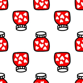 Seamless pattern of Jars with heart. Pattern for Valentines day