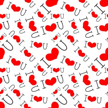 I love you seamless background illustration. Design for Valentines Day, Greeting Cards