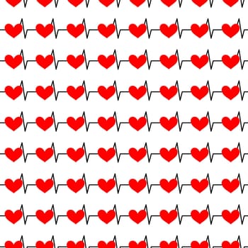 Seamless background with heartbeat symbol illustration
