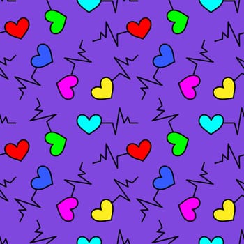 Seamless background with heartbeat symbol illustration