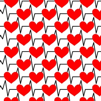 Seamless background with heartbeat symbol illustration