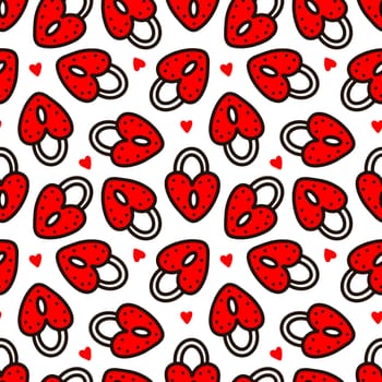Seamless pattern with red locks and hearts illustration. Valentines day pattern