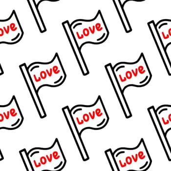 Seamless pattern with love flag illustration in doodle style