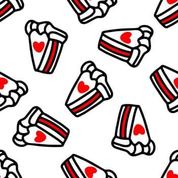 Seamless pattern with Cupcakes with hearts illustration. Design for Valentines Day