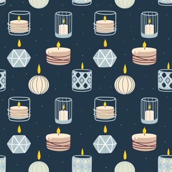 Scented burning candles seamless pattern.Design for printing, textiles, wrappers. Spa and aromatherapy illustration