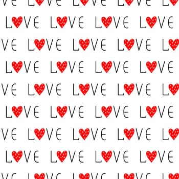 Seamless background with Love and Hearts. Valentine pattern illustration