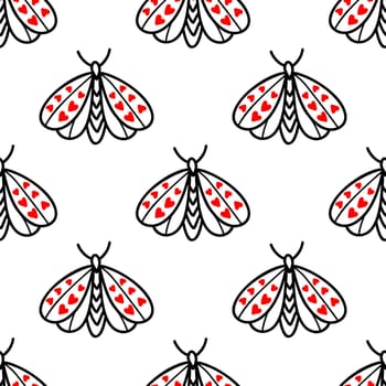 Seamless background with butterflies and moths illustration