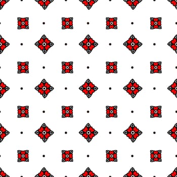 Red flower style old school tattoo seamless pattern illustration in doodle style. Design for textiles, paper, wrappers