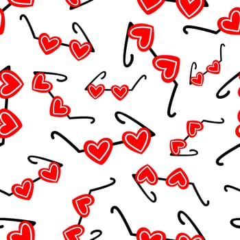 Seamless background with heart-shaped glasses. Pattern for Valentines Day illustration