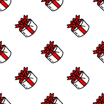 Seamless pattern with gift boxes with a bow illustration. Design for Christmas, New Year, holidays