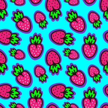Bright seamless pattern with berries in doodle style. High quality illustration