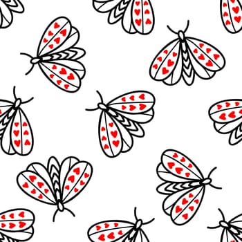 Seamless background with butterflies and moths illustration