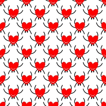 Seamless background with red spiders. Design for Valentine's Day, Halloween illustration