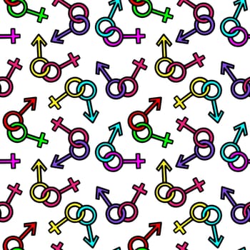 seamless pattern of Female and male gender symbols. Gender symbols illustration