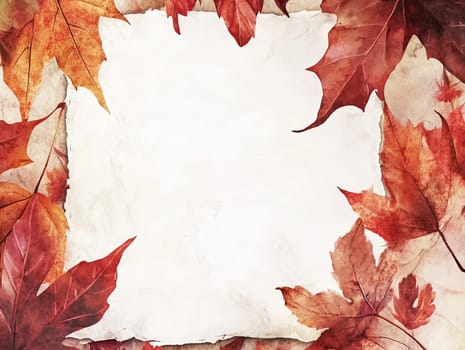 Bright orange and red autumn leaves beautifully frame a blank area, creating a perfect backdrop for messages or artistic expressions during the fall season.