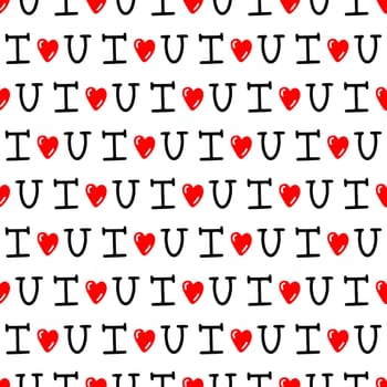 Seamless pattern for Valentine's Day with the inscription I love you. High quality illustration