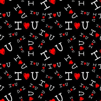 seamless pattern with inscription I love you on a black background illustration . Design for Valentines Day, Greeting Cards